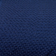 Navy Blue French Knot Cut Dana Slub Silk Embroidery