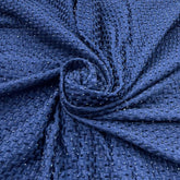 Navy Blue French Knot Cut Dana Slub Silk Embroidery