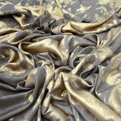 Charcoal Grey Gold Satin Velvet Foil Plain