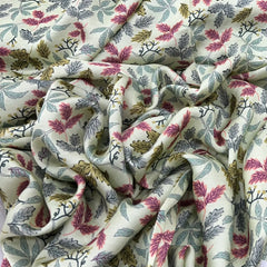 Pista Green Floral Linen Satin Printed