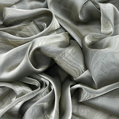 Steal Grey Glass Tissue Organza Plain