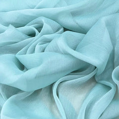 Sea Blue Wrinkle Organza Plain
