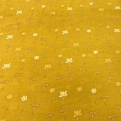 Mustard Yellow Lotus Chanderi Printed