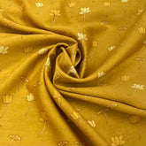 Mustard Yellow Lotus Chanderi Printed