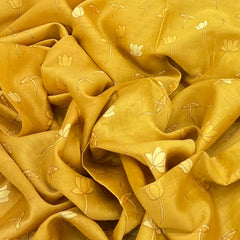 Mustard Yellow Lotus Chanderi Printed