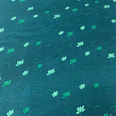 Emerald Green Lotus Chanderi Printed
