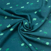 Emerald Green Lotus Chanderi Printed
