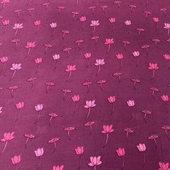 Maroon Lotus Chanderi Printed