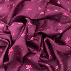 Maroon Lotus Chanderi Printed