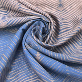 Blue Beige Wave Chanderi Printed