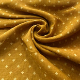 Mustard Yellow Motif Pure Linen Printed