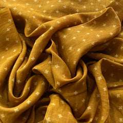 Mustard Yellow Motif Pure Linen Printed