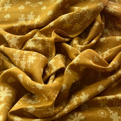 Mustard Yellow Geometric Pure Linen Printed