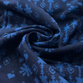 Navy Blue Geometric Pure Linen Printed