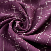 Light Purple White Abstract Pure Linen Printed