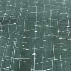 Sage Green White Abstract Pure Linen Printed