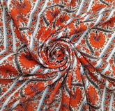 Off White Stripes & Floral Modal Satin Printed