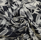Black Floral Lily Modal Satin Printed
