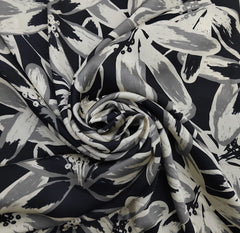 Black Floral Lily Modal Satin Printed