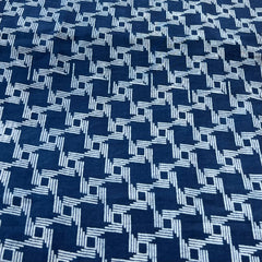Indigo Blue Geometric Cotton Block Printed