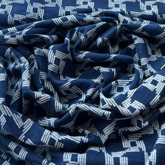 Indigo Blue Geometric Cotton Block Printed