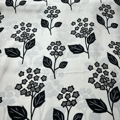White Grey Floral Modal Satin Printed
