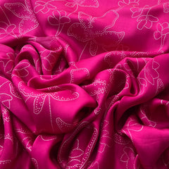 Hot Pink Floral Modal Satin Printed