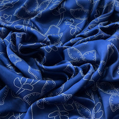 Blue Floral Modal Satin Printed