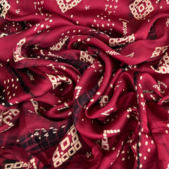 Maroon Tie Dye Modal Satin Printed