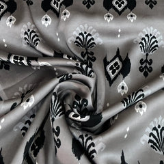 Steel Grey Ikkat Modal Satin Printed