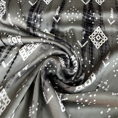 Steel Grey Tie Dye Modal Satin Printed