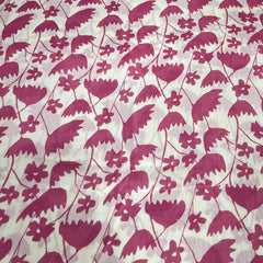 White Pink Floral Jal Mul Cotton Printed