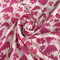 White Pink Floral Jal Mul Cotton Printed