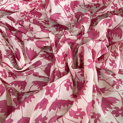 White Pink Floral Jal Mul Cotton Printed