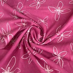 Pink White Floral Batik Mul Cotton Printed