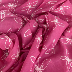 Pink White Floral Batik Mul Cotton Printed