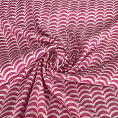 White Pink Wave Mul Cotton Printed