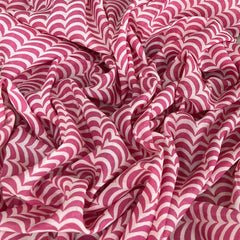 White Pink Wave Mul Cotton Printed