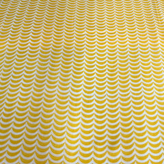 White Yellow Wave Mul Cotton Printed