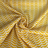 White Yellow Wave Mul Cotton Printed