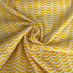 White Yellow Wave Mul Cotton Printed