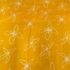 Yellow White Floral Batik Mul Cotton Printed