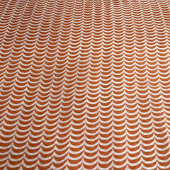 White Orange Wave Mul Cotton Printed