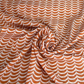 White Orange Wave Mul Cotton Printed