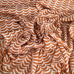 White Orange Wave Mul Cotton Printed