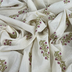 Off White Floral Mul Cotton Printed