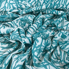 White Blue Floral Jal Mul Cotton Printed