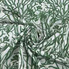 White Green Floral Jal Mul Cotton Printed