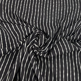Black White Striped Mul Cotton Printed