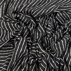 Black White Striped Mul Cotton Printed